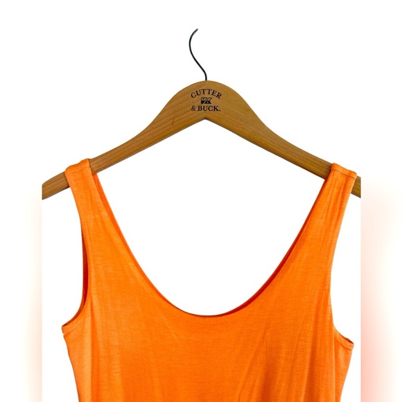 Double Zero Scoop Neck Tank Size Large Orange Sleeveless Straight Hem Stretch - Picture 4 of 11